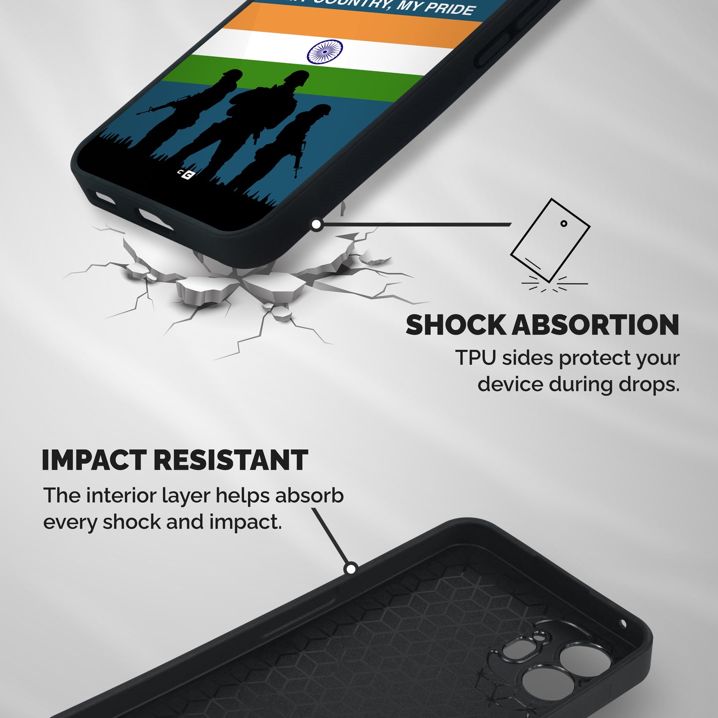 My Country My Pride Shockproof Hybrid Protection (Metal + TPU) Back Case Cover