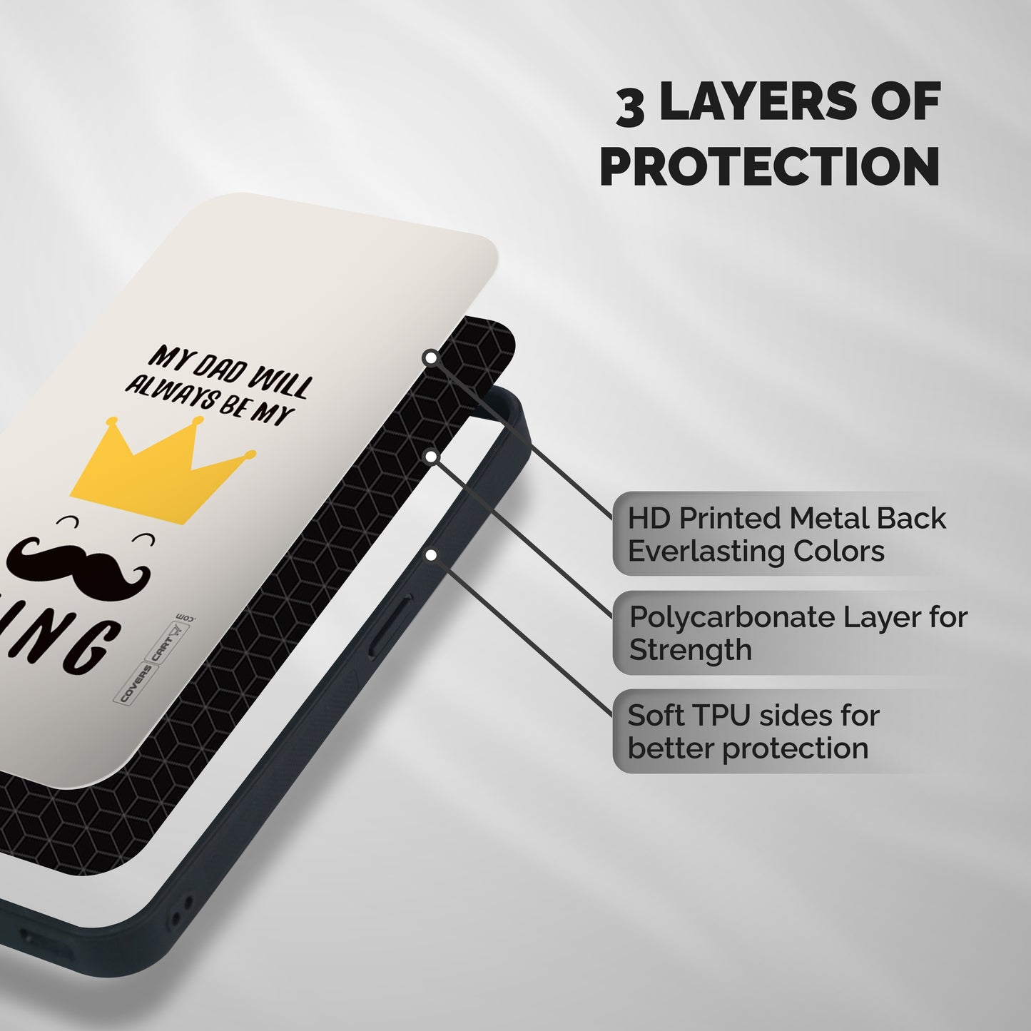 My King Dad Shockproof Hybrid Protection (Metal + TPU) Back Case Cover