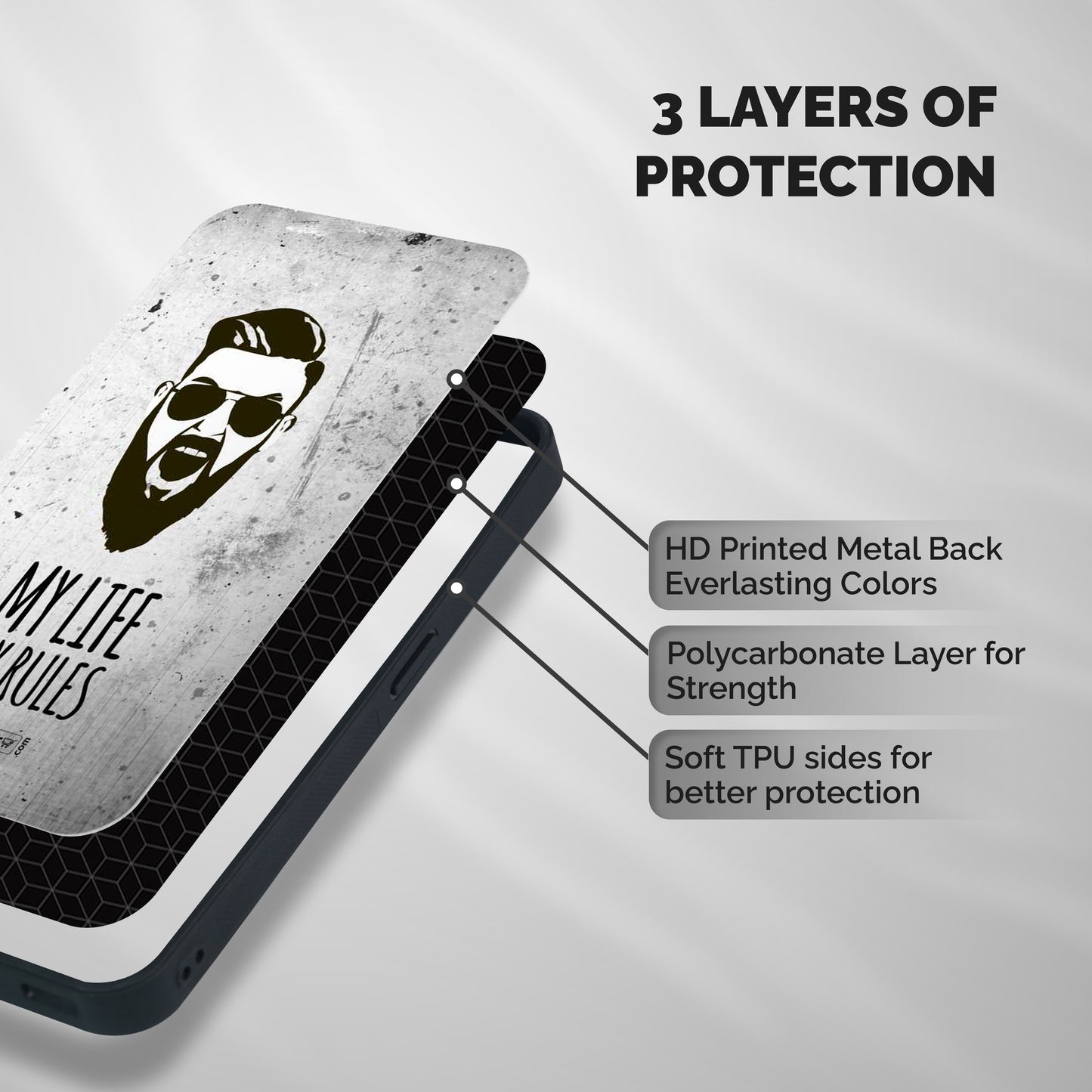 My Life My Rules Shockproof Hybrid Protection (Metal + TPU) Back Case Cover