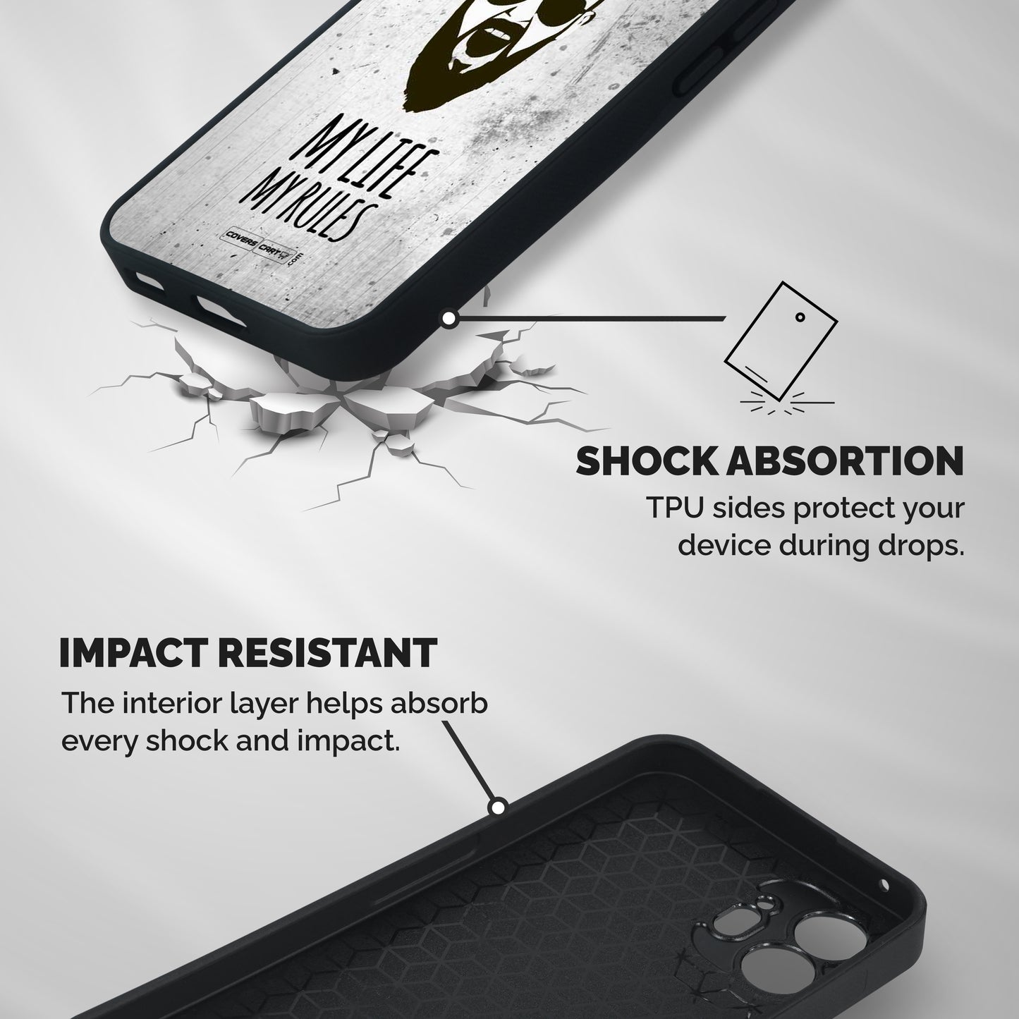 My Life My Rules Shockproof Hybrid Protection (Metal + TPU) Back Case Cover