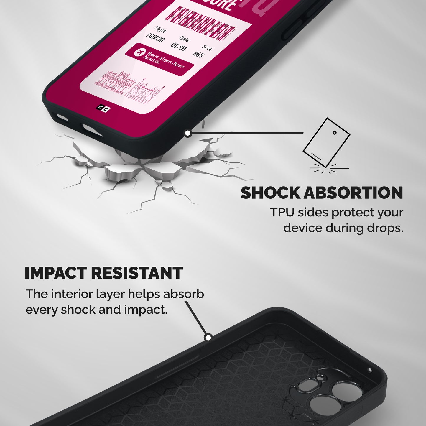 Mysore Boarding Pass Shockproof Hybrid Protection (Metal + TPU) Back Case Cover