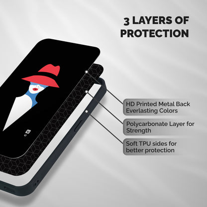Mysterious Woman Illustration Shockproof Hybrid Protection (Metal + TPU) Back Case Cover