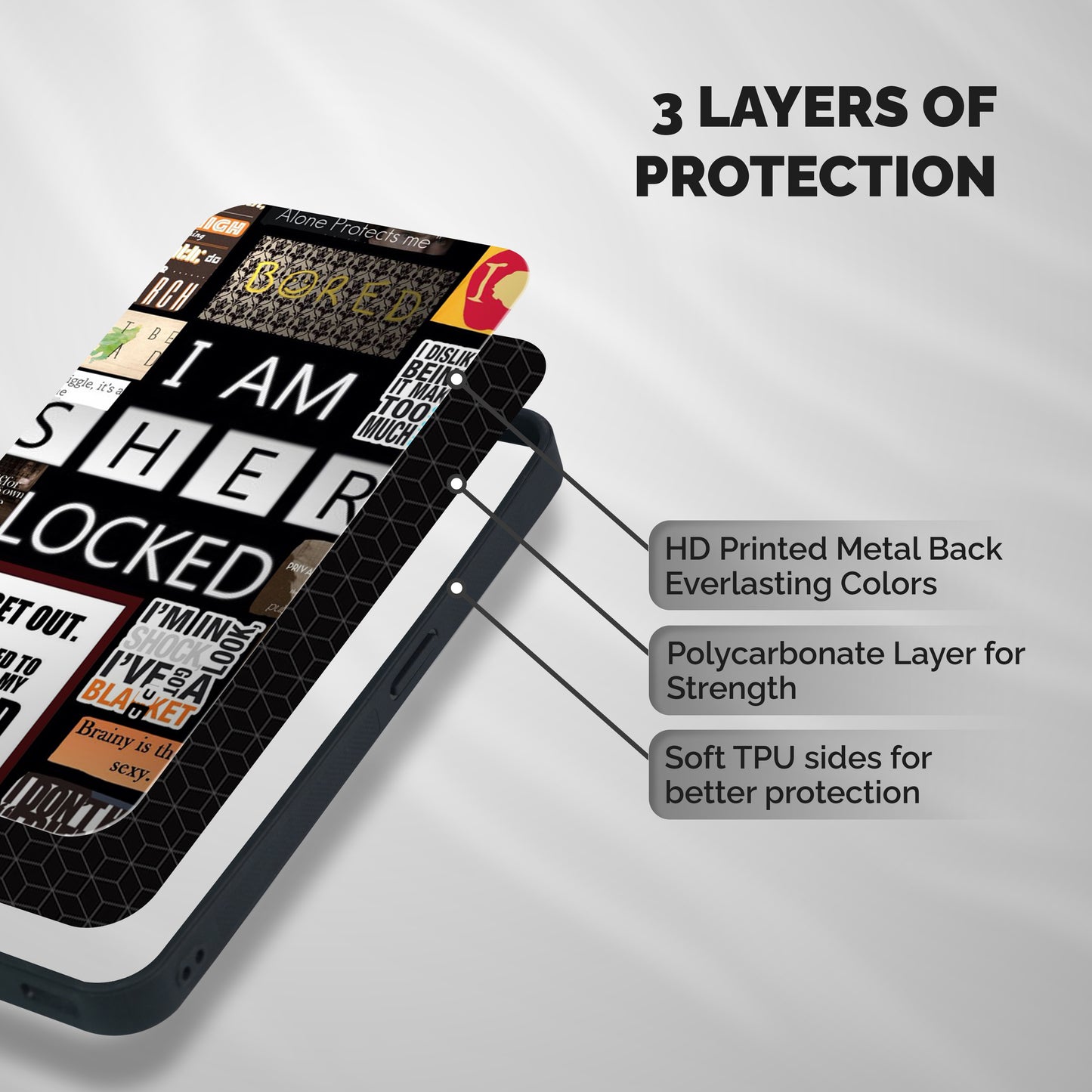 Mystery Pattern Shockproof Hybrid Protection (Metal + TPU) Back Case Cover