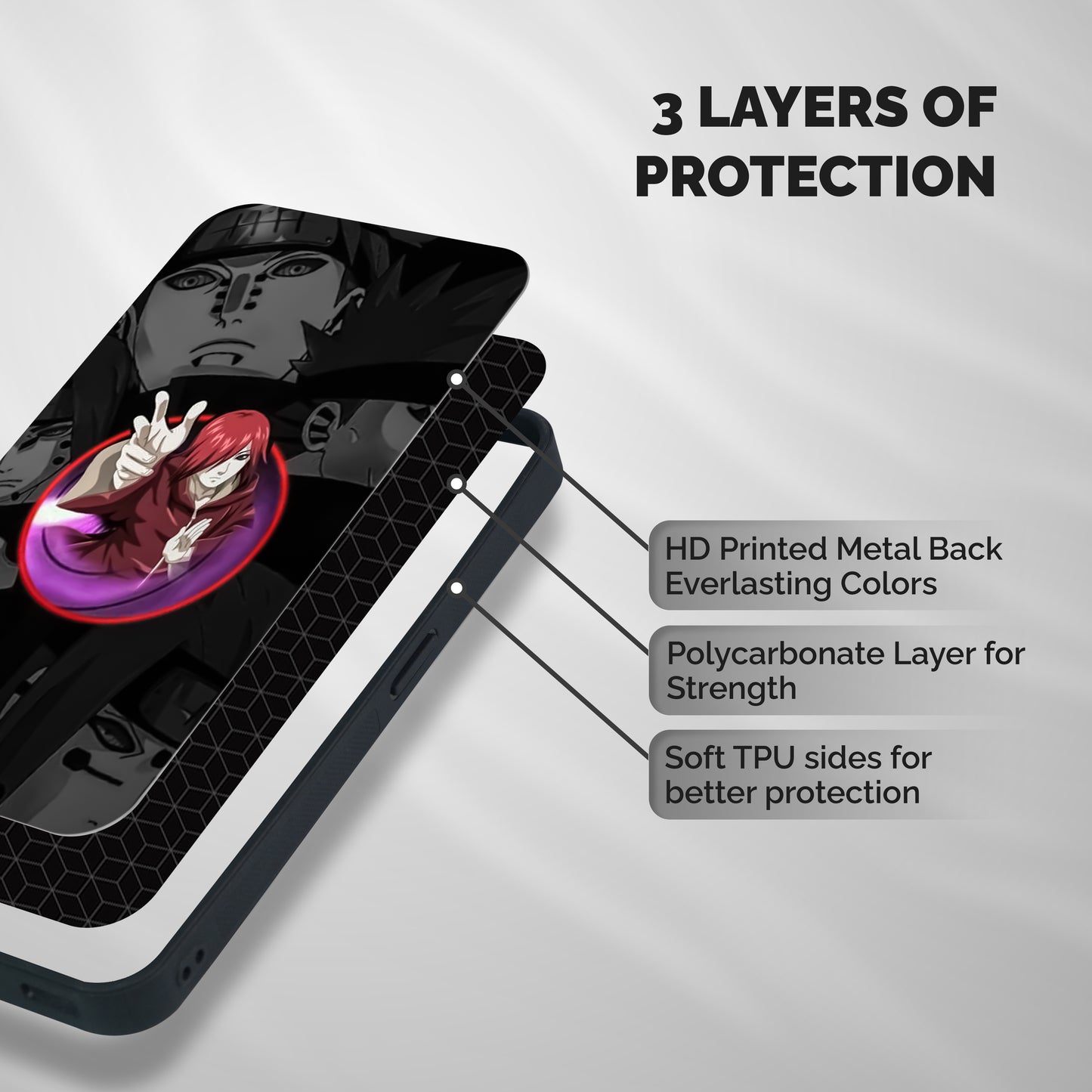 Nagato Uzumaki Shockproof Hybrid Protection (Metal + TPU) Back Case Cover