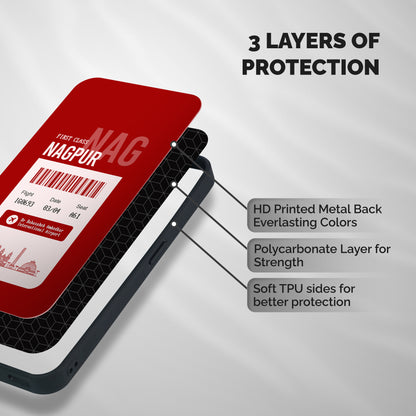 Nagpur Boarding Pass Shockproof Hybrid Protection (Metal + TPU) Back Case Cover