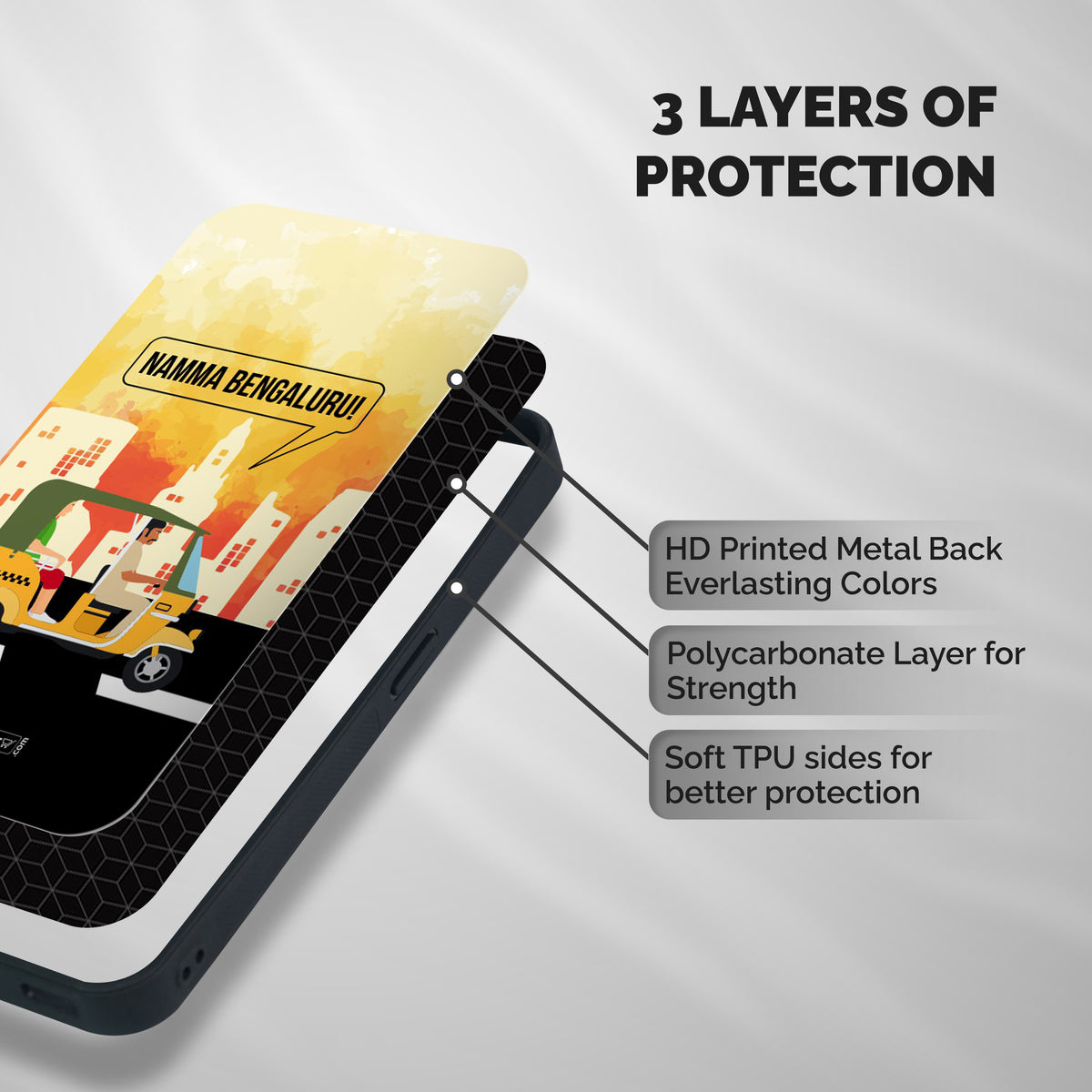 Namma Bengaluru Shockproof Hybrid Protection (Metal + TPU) Back Case Cover