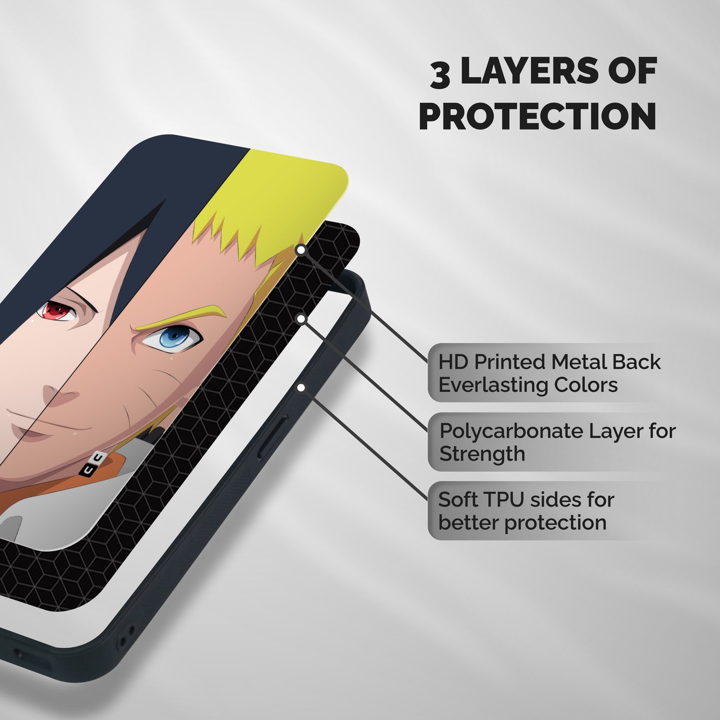 Naruto and Sasuke Shockproof Hybrid Protection (Metal + TPU) Back Case Cover