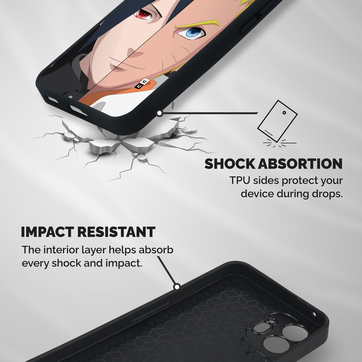 Naruto and Sasuke Shockproof Hybrid Protection (Metal + TPU) Back Case Cover