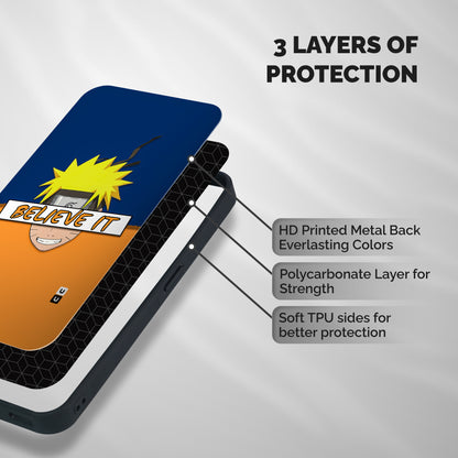 Naruto Believe It Shockproof Hybrid Protection (Metal + TPU) Back Case Cover