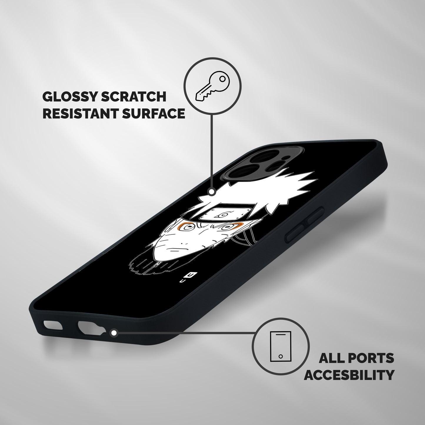 Naruto Black and White Art Shockproof Hybrid Protection (Metal + TPU) Back Case Cover