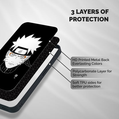 Naruto Black and White Art Shockproof Hybrid Protection (Metal + TPU) Back Case Cover