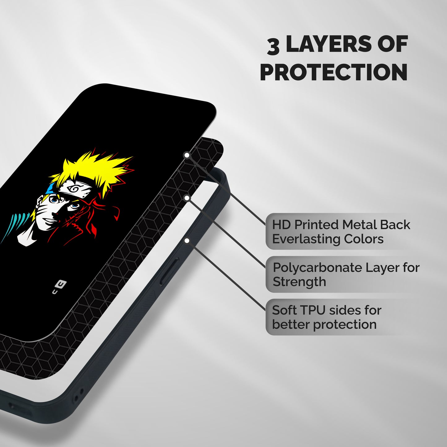 Naruto Pen Sketch Art Shockproof Hybrid Protection (Metal + TPU) Back Case Cover