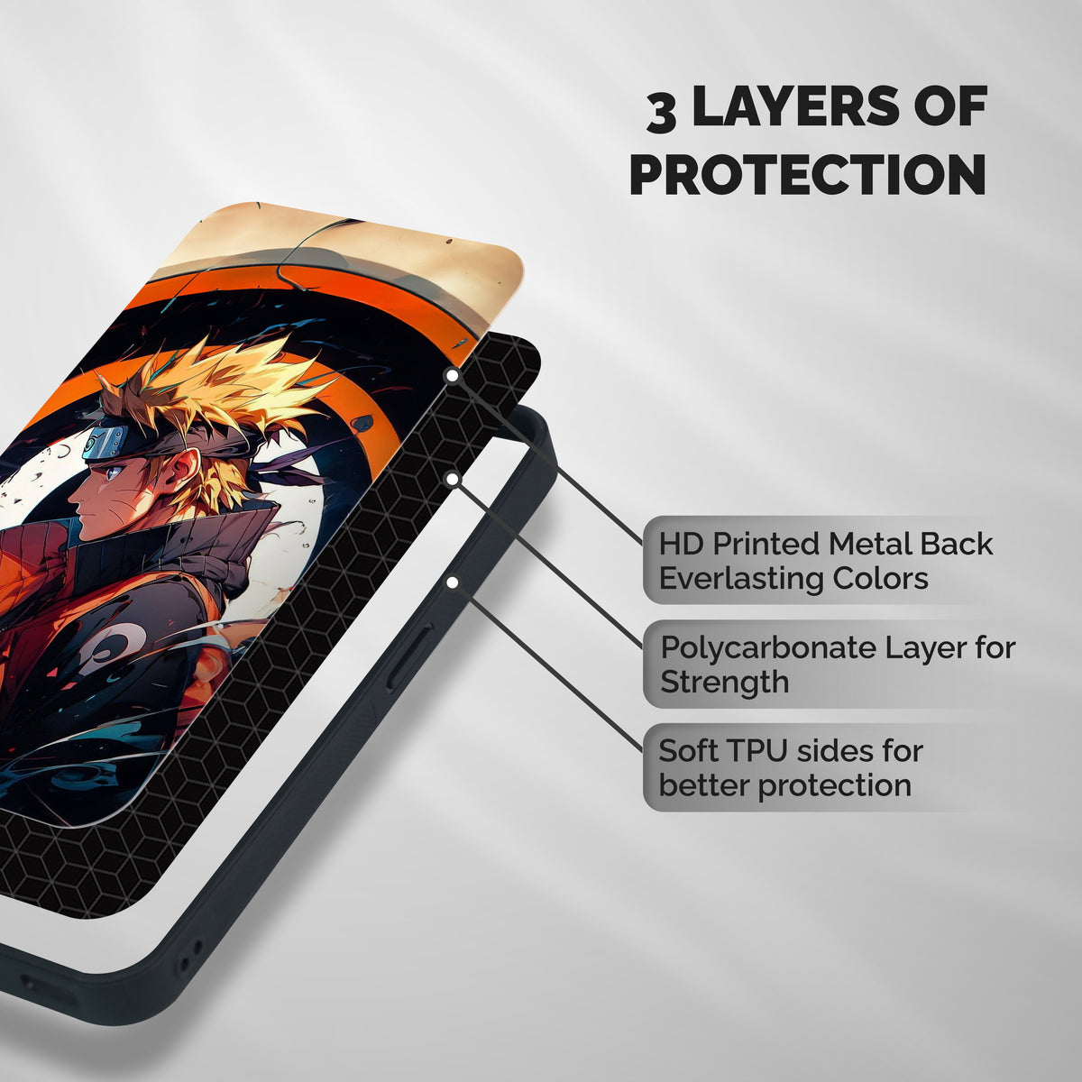 Naruto Uzumaki Combat Shockproof Hybrid Protection (Metal + TPU) Back Case Cover