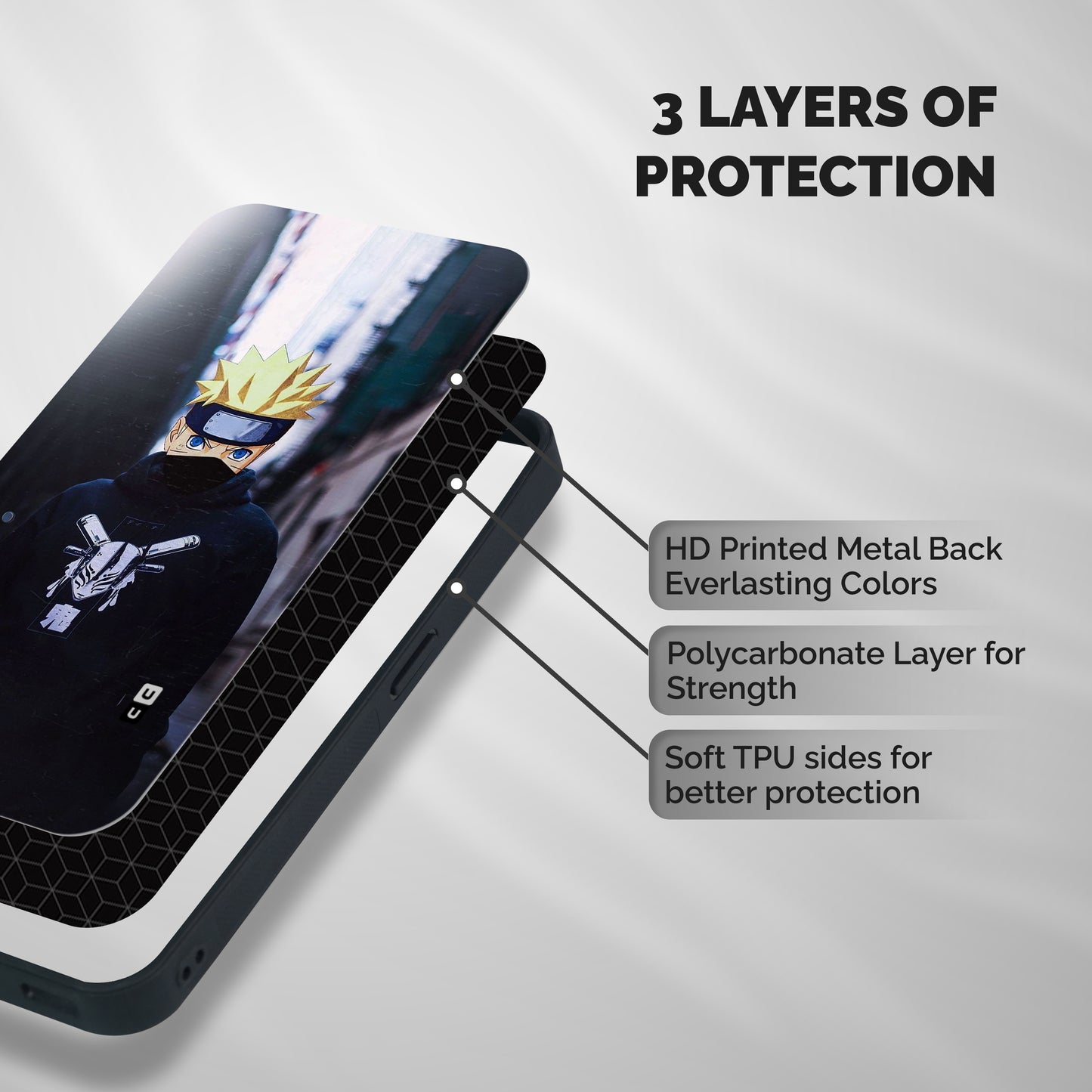 Naruto Uzumaki Cool Anime Shockproof Hybrid Protection (Metal + TPU) Back Case Cover