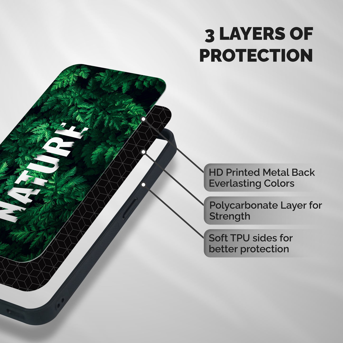 Nature Leaves Shockproof Hybrid Protection (Metal + TPU) Back Case Cover
