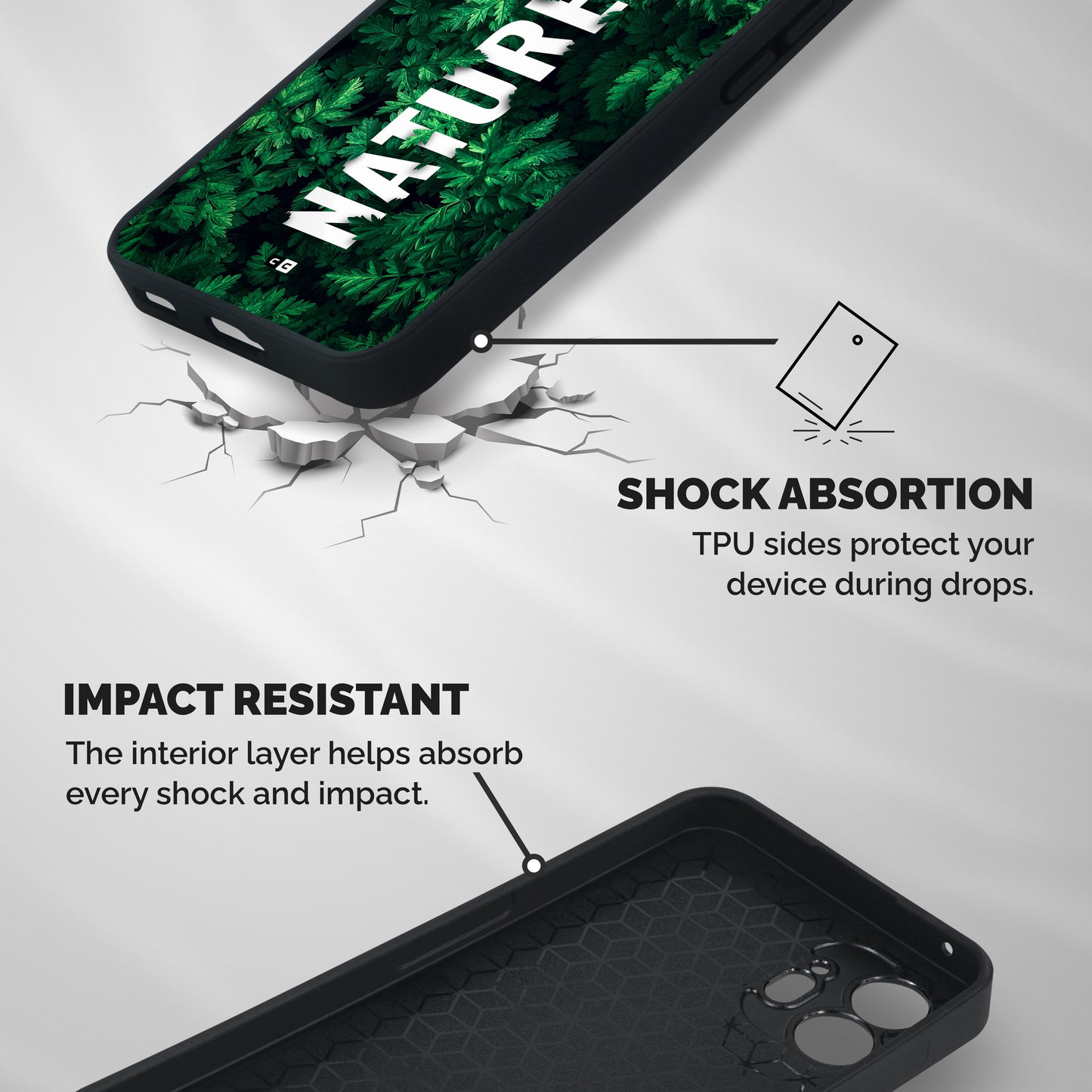 Nature Leaves Shockproof Hybrid Protection (Metal + TPU) Back Case Cover