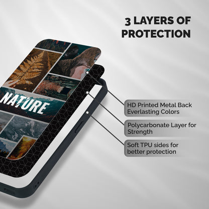 Nature Travel Shockproof Hybrid Protection (Metal + TPU) Back Case Cover