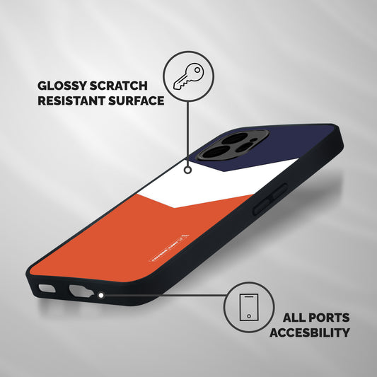 Navy Blue White Orange Arrow Shockproof Hybrid Protection (Metal + TPU) Back Case Cover