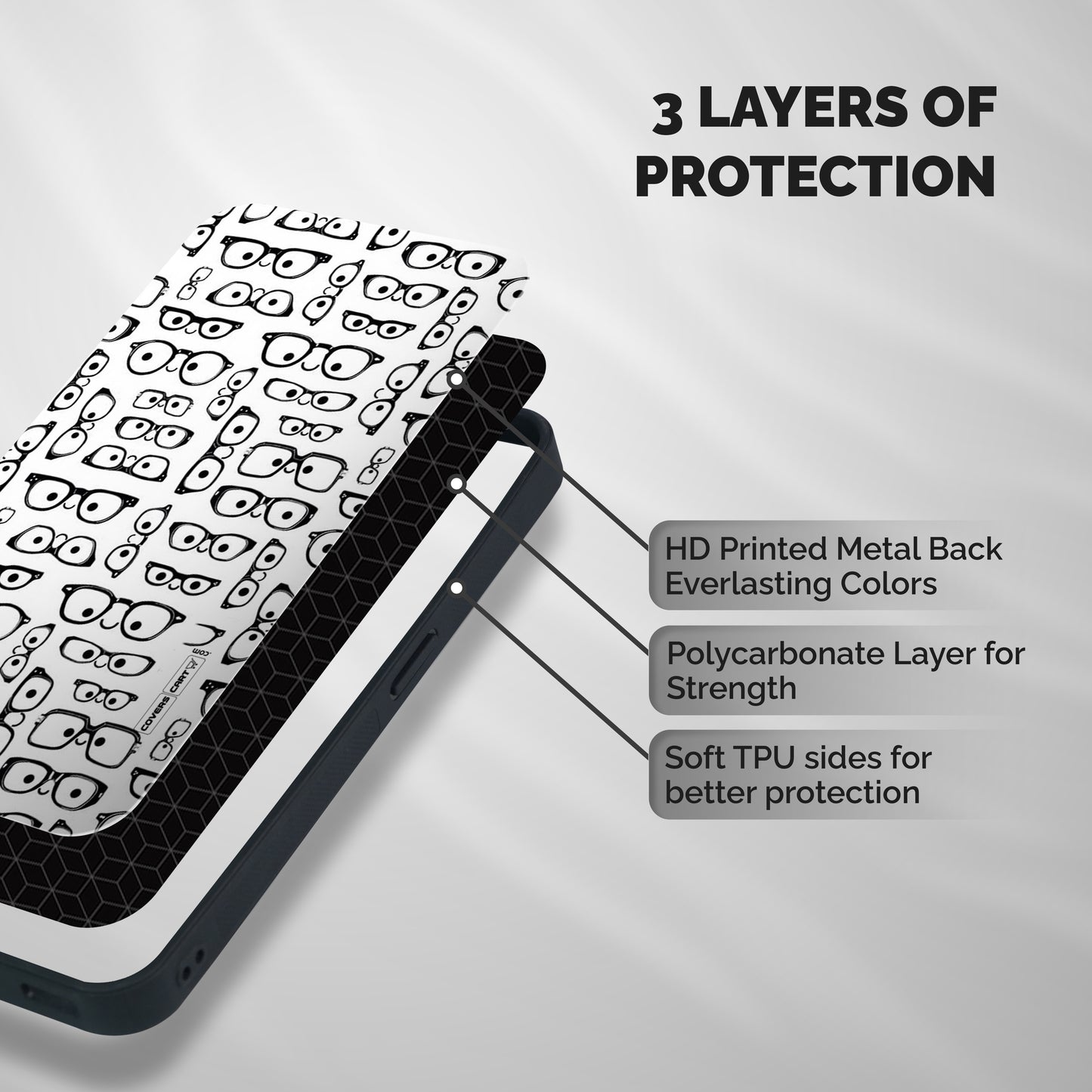 Nerdy Specs Shockproof Hybrid Protection (Metal + TPU) Back Case Cover