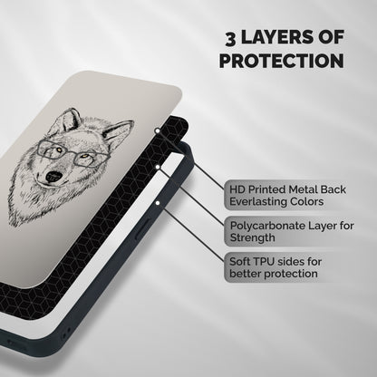 Nerdy Wolf Shockproof Hybrid Protection (Metal + TPU) Back Case Cover