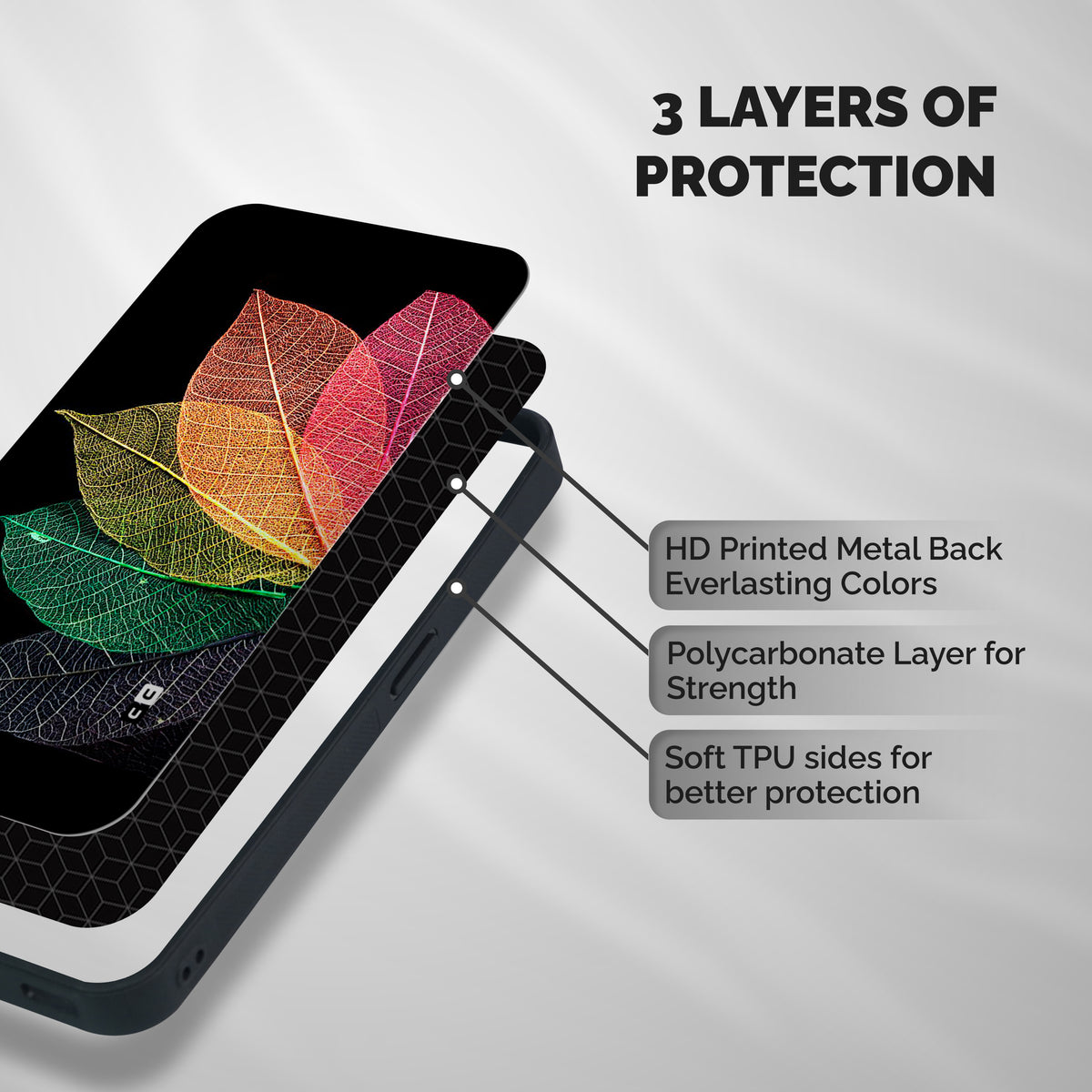 Net Leaf Color Design Shockproof Hybrid Protection (Metal + TPU) Back Case Cover