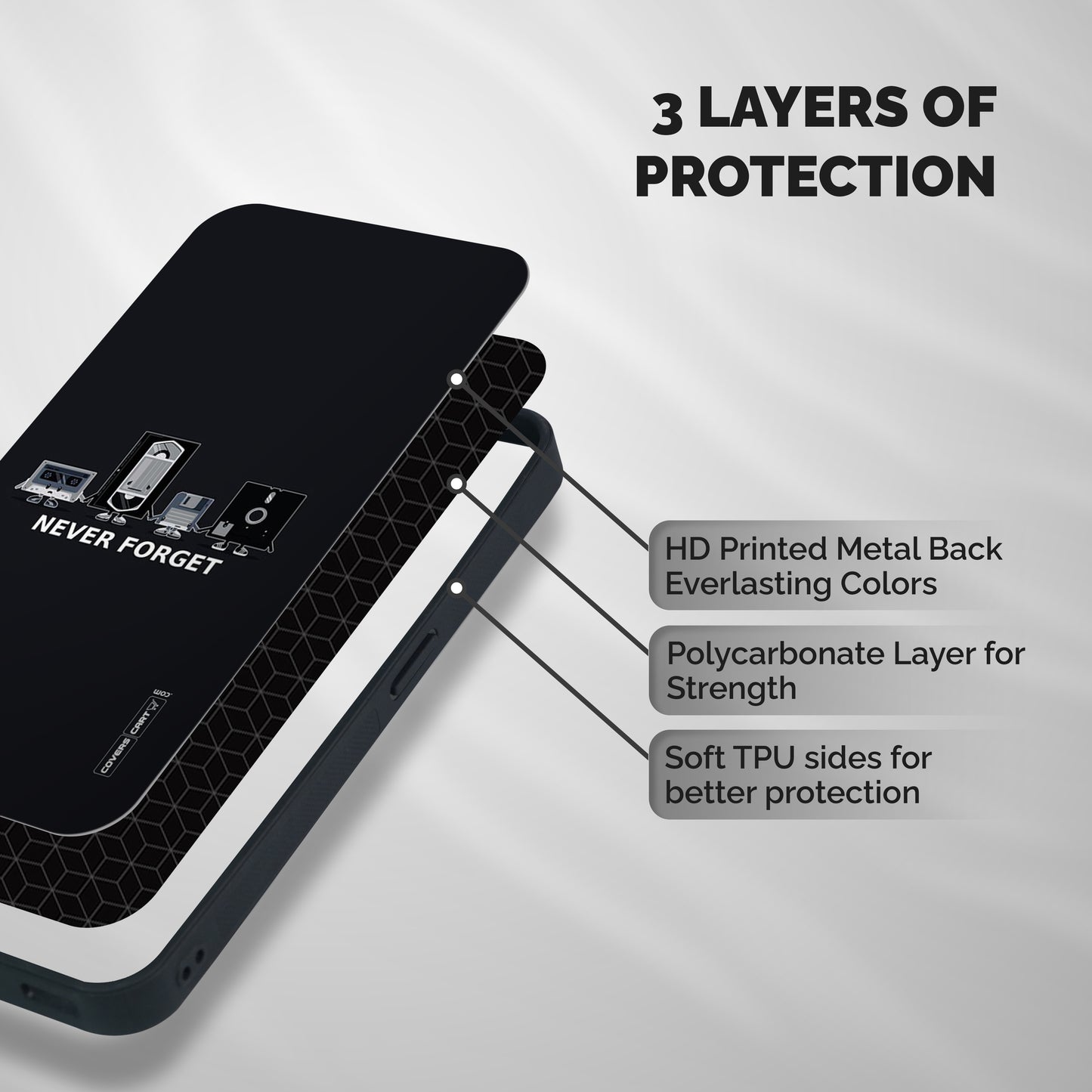 Never Forget Shockproof Hybrid Protection (Metal + TPU) Back Case Cover
