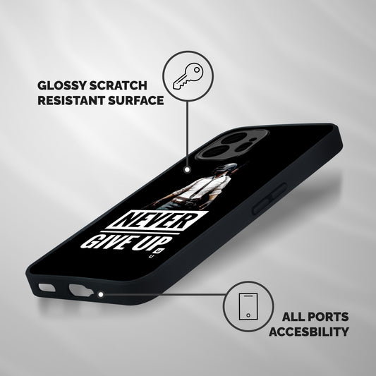 Never Giveup Shockproof Hybrid Protection (Metal + TPU) Back Case Cover