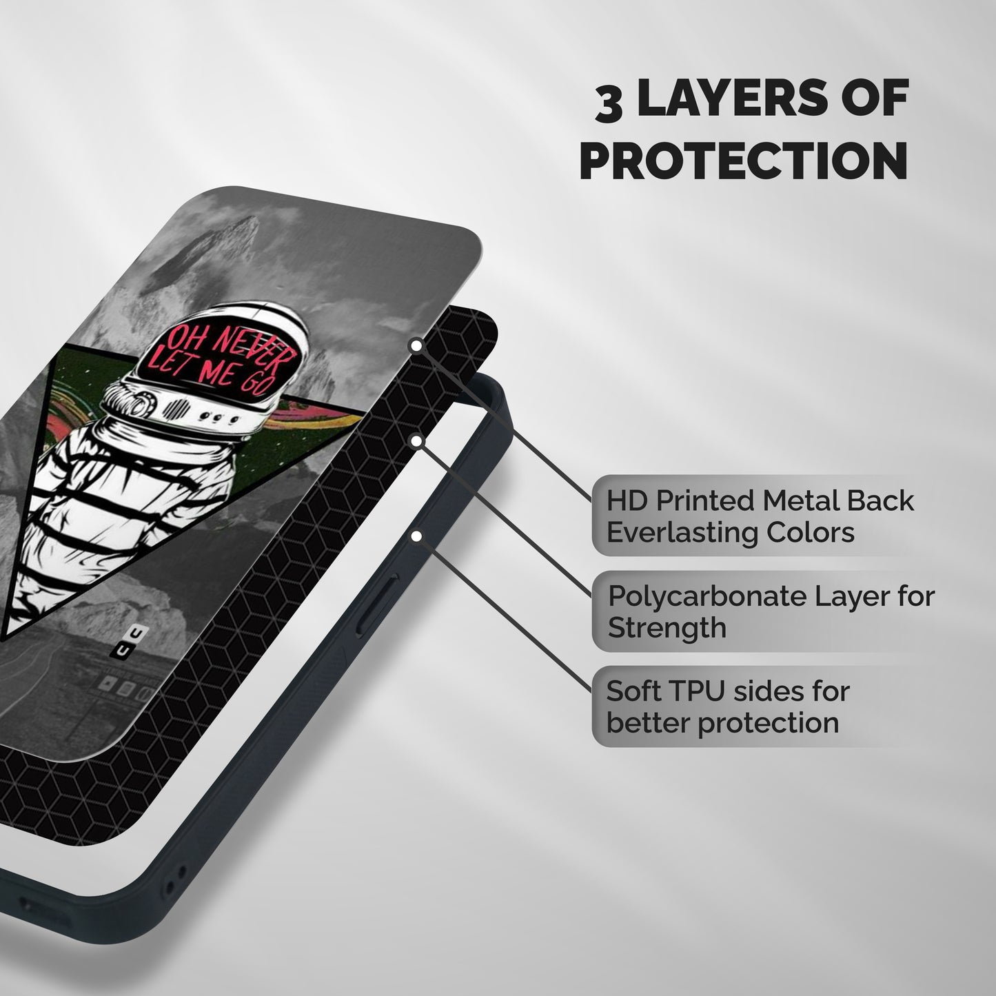 Never Let Me Go Shockproof Hybrid Protection (Metal + TPU) Back Case Cover