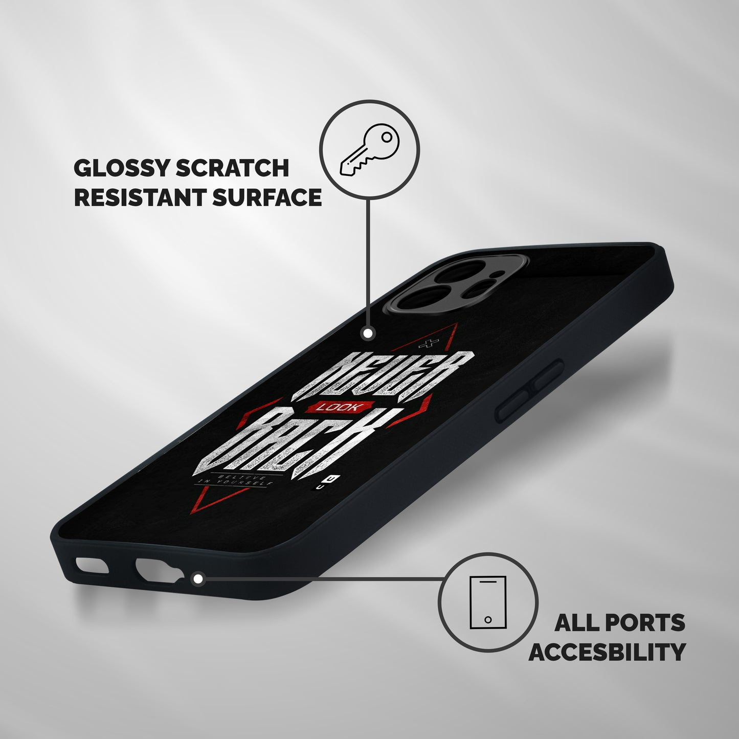 Never Look Back Diamond Shockproof Hybrid Protection (Metal + TPU) Back Case Cover