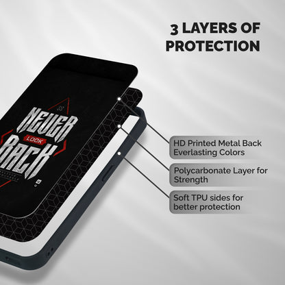 Never Look Back Diamond Shockproof Hybrid Protection (Metal + TPU) Back Case Cover