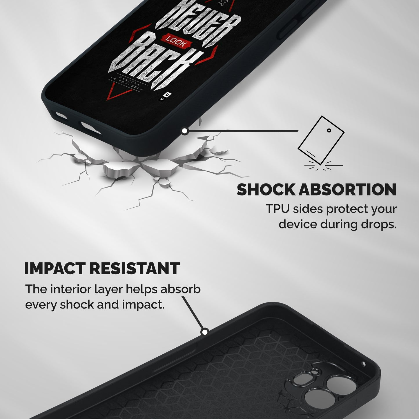 Never Look Back Diamond Shockproof Hybrid Protection (Metal + TPU) Back Case Cover