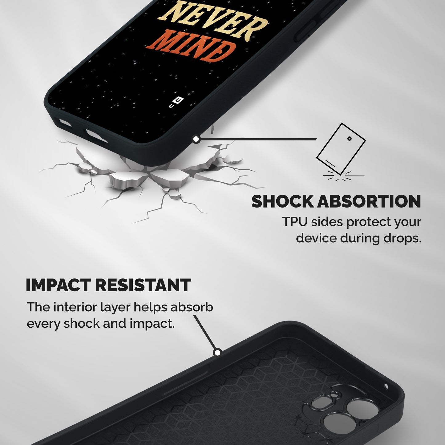 Never Mind Design Shockproof Hybrid Protection (Metal + TPU) Back Case Cover