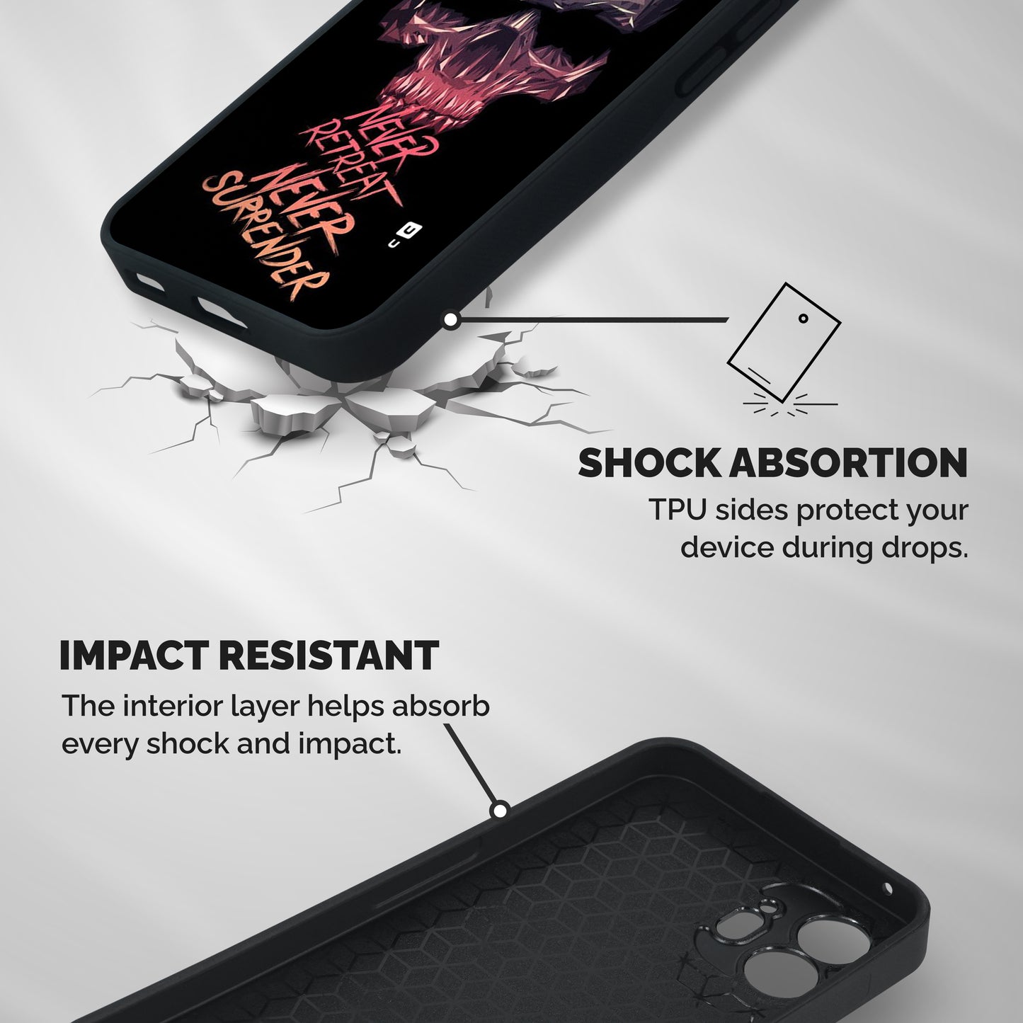 Never Retreat Shockproof Hybrid Protection (Metal + TPU) Back Case Cover
