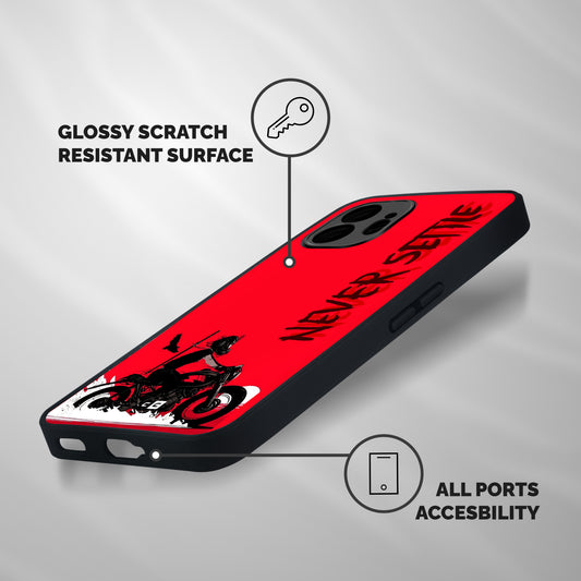 Never Settle Ride Shockproof Hybrid Protection (Metal + TPU) Back Case Cover