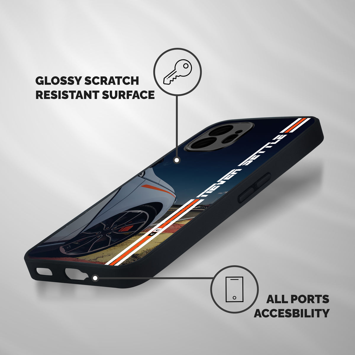 Never Settle SuperCar Shockproof Hybrid Protection (Metal + TPU) Back Case Cover