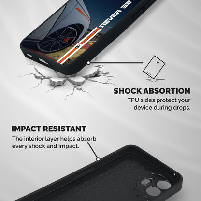 Never Settle SuperCar Shockproof Hybrid Protection (Metal + TPU) Back Case Cover