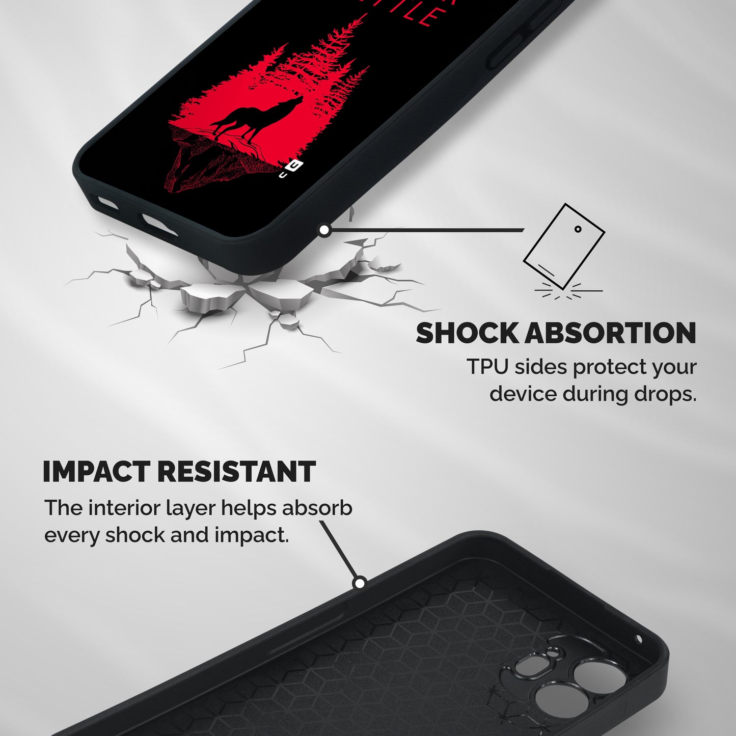 Never Settle Wolf Shockproof Hybrid Protection (Metal + TPU) Back Case Cover