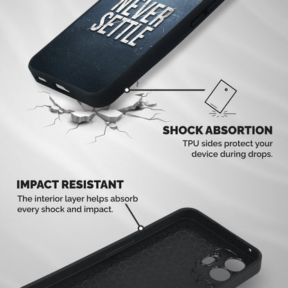 Never Settle Shockproof Hybrid Protection (Metal + TPU) Back Case Cover