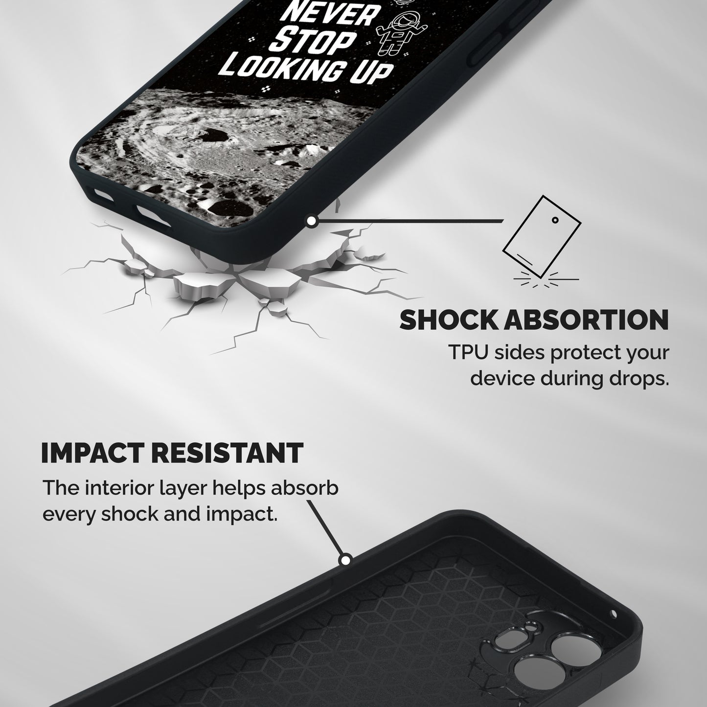 Never Stop Looking Up Shockproof Hybrid Protection (Metal + TPU) Back Case Cover