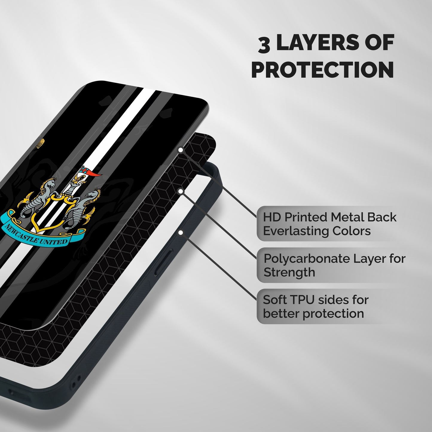 New Castle United Shockproof Hybrid Protection (Metal + TPU) Back Case Cover