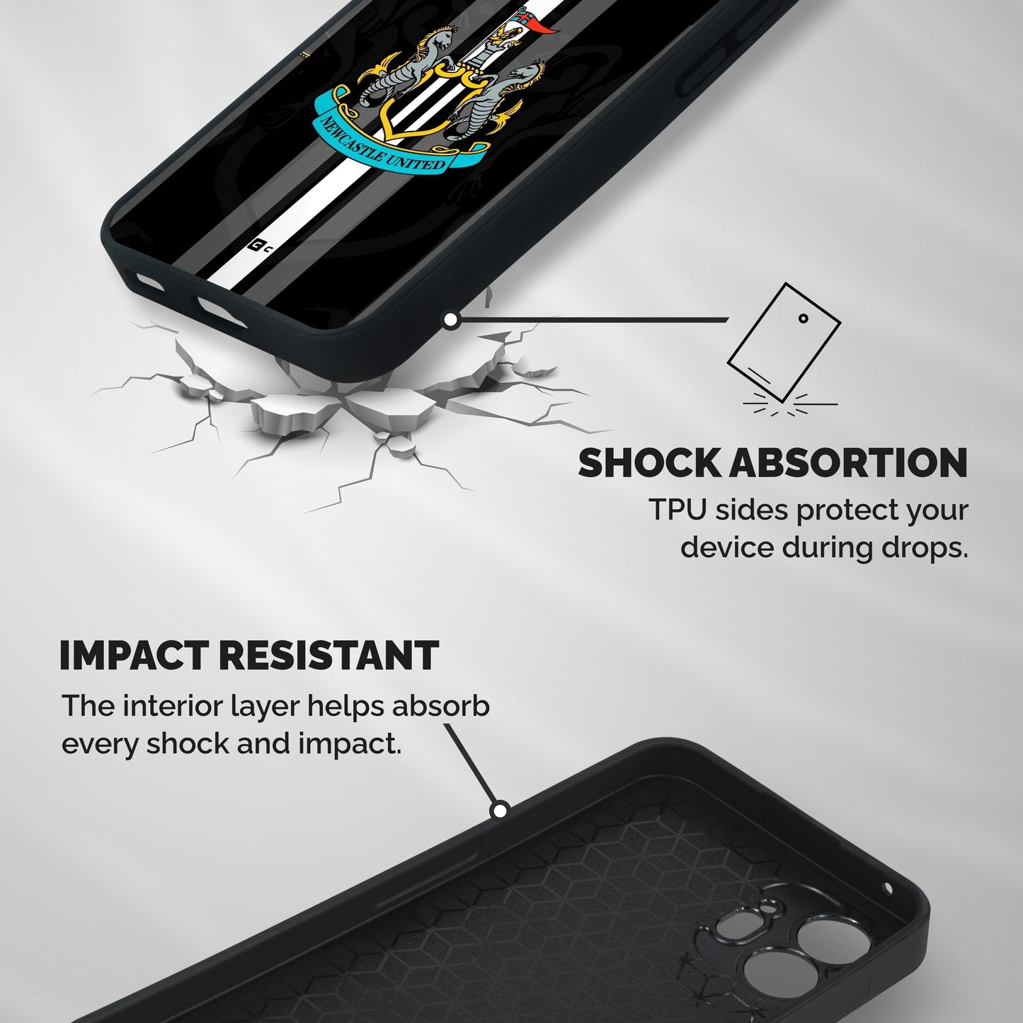 New Castle United Shockproof Hybrid Protection (Metal + TPU) Back Case Cover