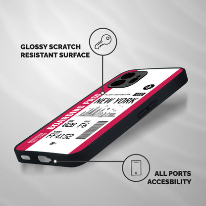 New York Boarding Pass Shockproof Hybrid Protection (Metal + TPU) Back Case Cover