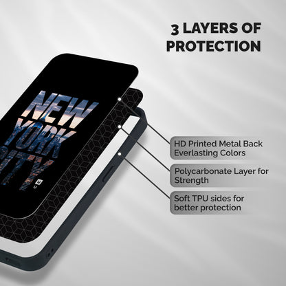 New York City Shockproof Hybrid Protection (Metal + TPU) Back Case Cover