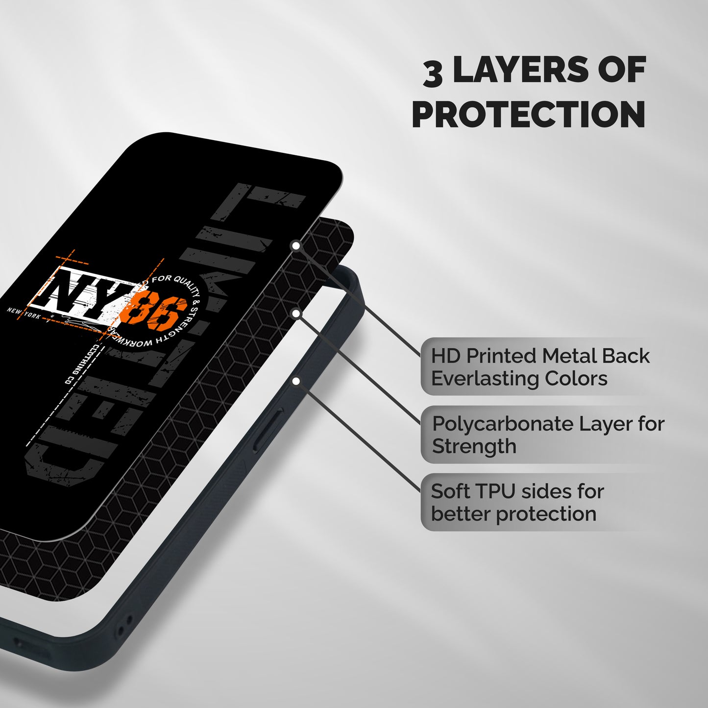 New York Limited Shockproof Hybrid Protection (Metal + TPU) Back Case Cover