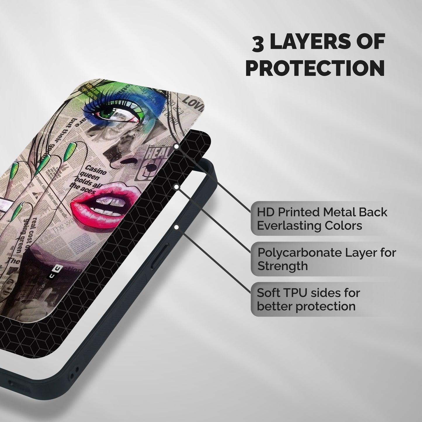 Newspaper Girl Art Shockproof Hybrid Protection (Metal + TPU) Back Case Cover