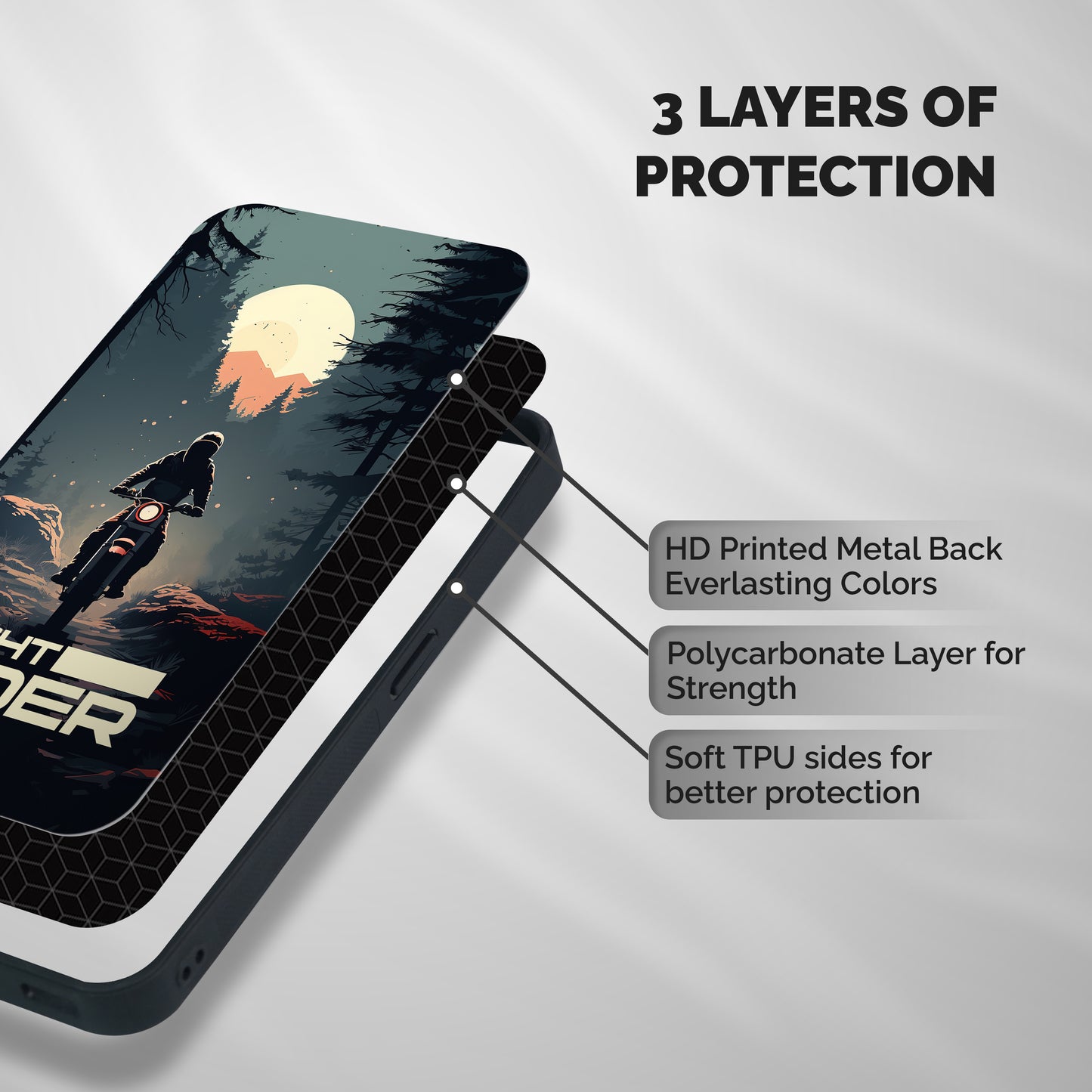 Night Rider Shockproof Hybrid Protection (Metal + TPU) Back Case Cover