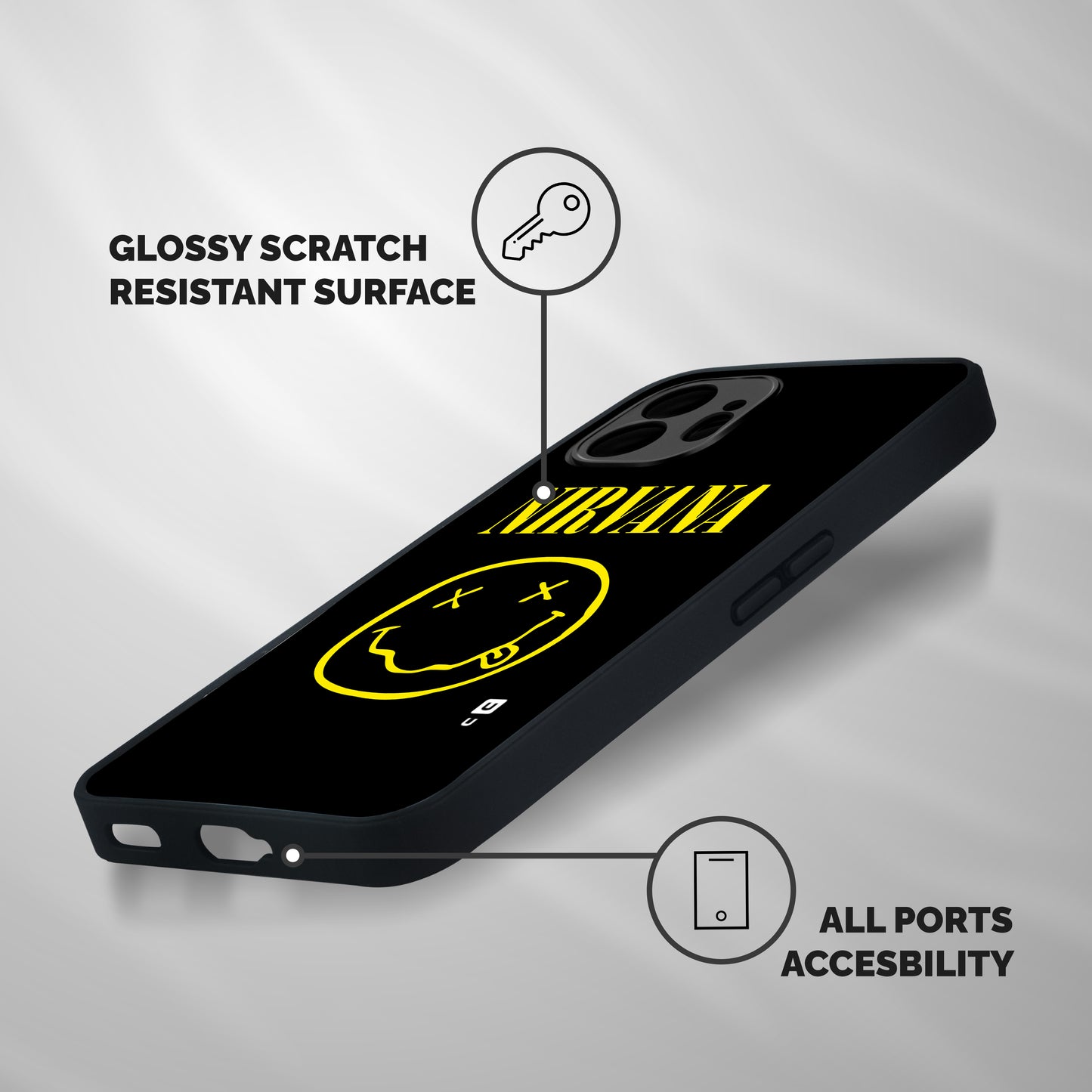 Nirvana Smiley Shockproof Hybrid Protection (Metal + TPU) Back Case Cover