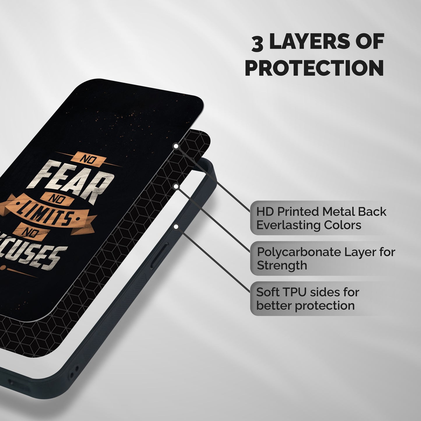 No Excuse Shockproof Hybrid Protection (Metal + TPU) Back Case Cover