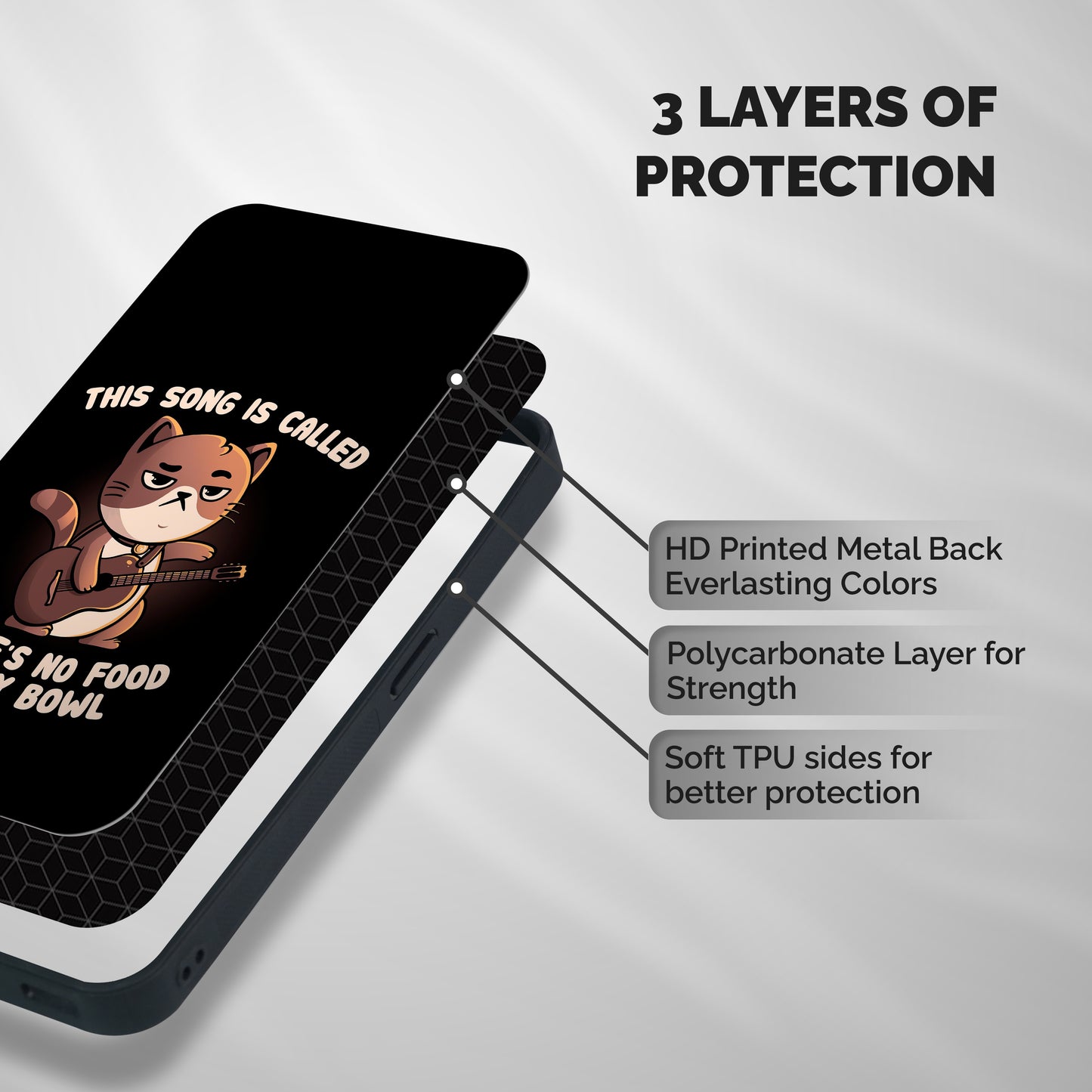 No Food in My Bowl Cat Shockproof Hybrid Protection (Metal + TPU) Back Case Cover