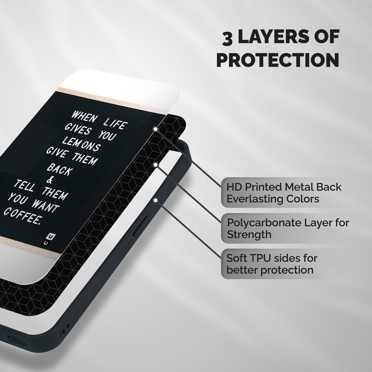 No Lemon Only Coffee Shockproof Hybrid Protection (Metal + TPU) Back Case Cover